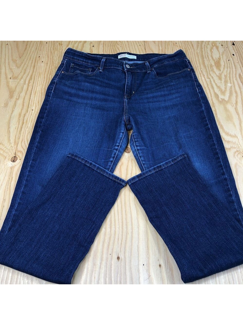 Size 14 M Signature Levi Strauss Women’s Denim Jeans Mid Rise Straight * READ PK